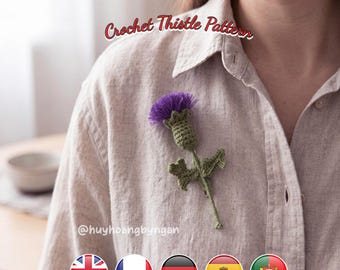 Crochet Thistle Pattern | Realistic Flower Crochet Pattern | Easy Floral Decoration | Multilingual DIY Tutorial (PDF Download)
