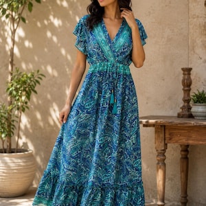 halter summer maxi dress Bohemian and standout summer moments Class:Button-Ups Color:Purple Turkey Trail What To Wear In