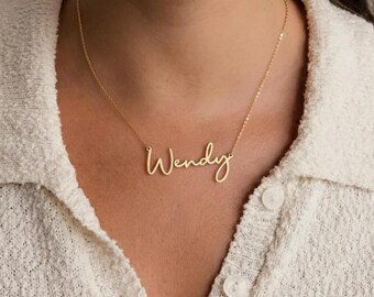 Personalized Sterling Silver Name Necklace: 18K Gold Plated, Custom Jewelry Gift