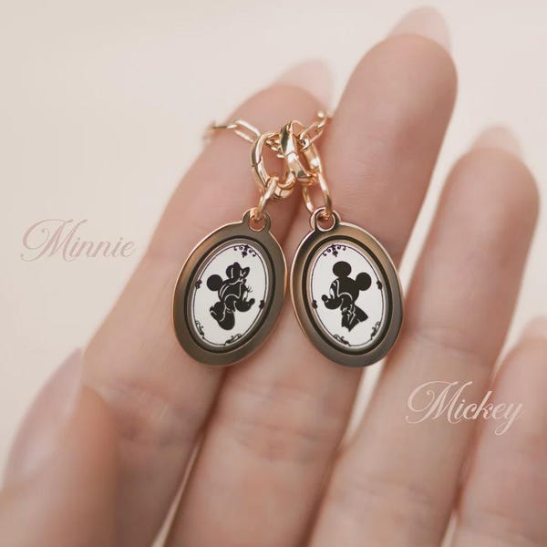 Disney Silhouette Porträts Halskette 18k Gold filled Charms | Charms Halsketten, Micky, Minnie, Daisy, Donald, Kermit Fräulein Schweinchen, Muppets
