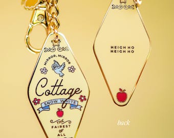 Snow White Cottage Disney Motel Metal Keychain – Disney’s Snow White | Seven Dwarfs Mine Train, Fantasyland Poison Apple Princess Evil Queen