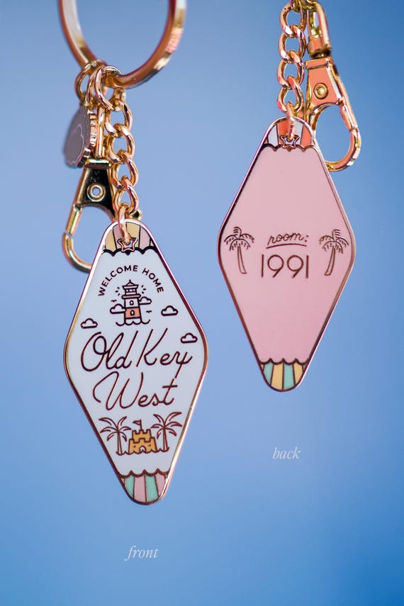 Disney's Old Key West Motel Keychain: Gold Plated Hard Enamel DVC Bag Charm