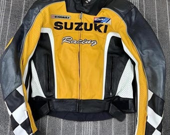 ハンドメイド風スズキレーシングレザーバイクジャケット | 90年代