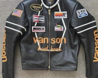 Vanson Leder Racing Jacke, Rindsleder Cafe Racer