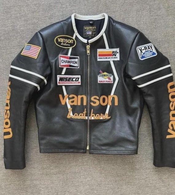 Vanson Leather Racing Jacket, Cowhide Cafe Racer - Etsy Israel