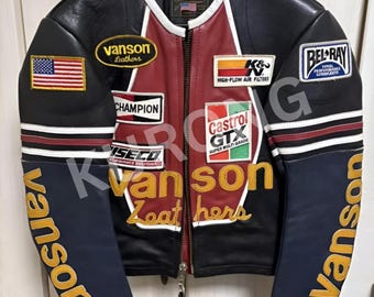 VTG Vanson Leathers Race Team Leather Bomber Jacket - Size XL - Etsy