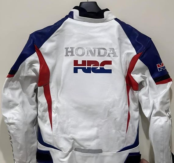 Honda HRC Racing Leather Motorcycle Jacket: CE Approved Armor