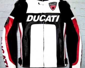 Ducati Motorbike Racing Leather Jacket, Genuine Cowhide Leather, CE Approved Armor Protections MotoGP Style