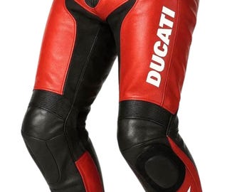 Calças de couro para motociclismo Ducati Speed Evo C1: Equipamento para motociclistas de MotoGP em couro bovino