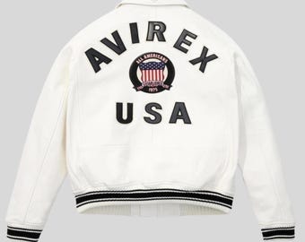 Avirex USA Leather Bomber Jacket: Cowsoft American Flight Biker