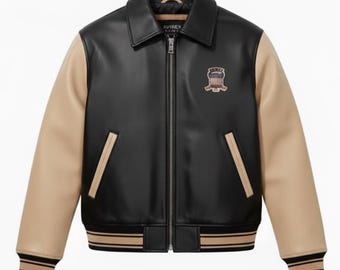 Chaqueta bomber de cuero icónica de Avirex USA, diseño retro universitario