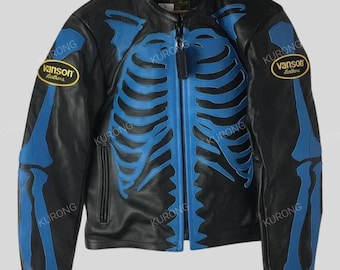 Very Rare!! Vanson Leather Clair De Lune Skeleton Bones Jacket