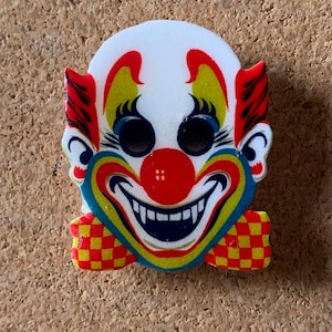 Vintage style Halloween mask Clown with Checkered Bow Tie Pin.