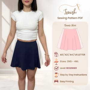 Skort Sewing Pattern, Pleated Tennis Skirt PDF, Mini Skirt Pattern, Stretch Skort with Shorts, Athletic Skirt, DIY Sportswear Sewing PDF