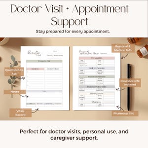 Medical Binder Printable Bundle, Medication Tracker Vitals Log PRN Pill Log, Caregiver Health Organizer Post Surgery image 8