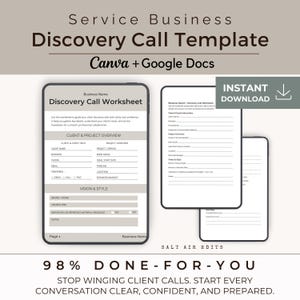 Discovery Call Template, Canva Google Doc, Service Business (Digital Download)