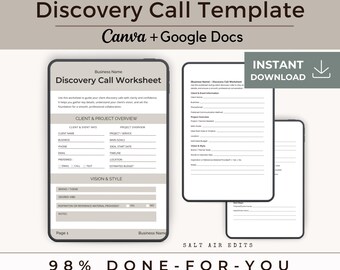 Discovery Call Template, Canva Google Doc, Service Business (Digital Download)