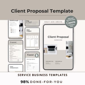 Modèle de proposition client, document Canva Google modifiable, entreprise de services (téléchargement numérique)