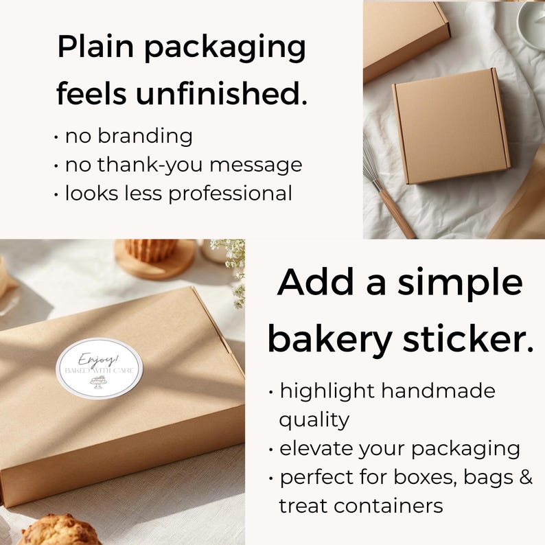 Baked With Care Bakery Label Template, Editable Microbakery Packaging ...