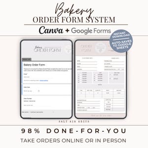 Bakery Order Form Template, Online Cottage Kitchen Ordering System, Editable Canva Google Form, Printable Bakery Business Intake Planner