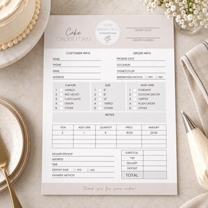 Custom CAKE ORDER FORM, Letter A4, Editable Bakery Intake Planner, Printable Client Questionnaire, Home Baker Booking Sheet (Canva Template)