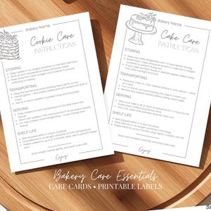 Cottage Bakery Care Cards & Food Label Template, Mircobakery Business Bread Packaging Insert Tags, Minimal Sweet Treat Cookie Logo Stickers