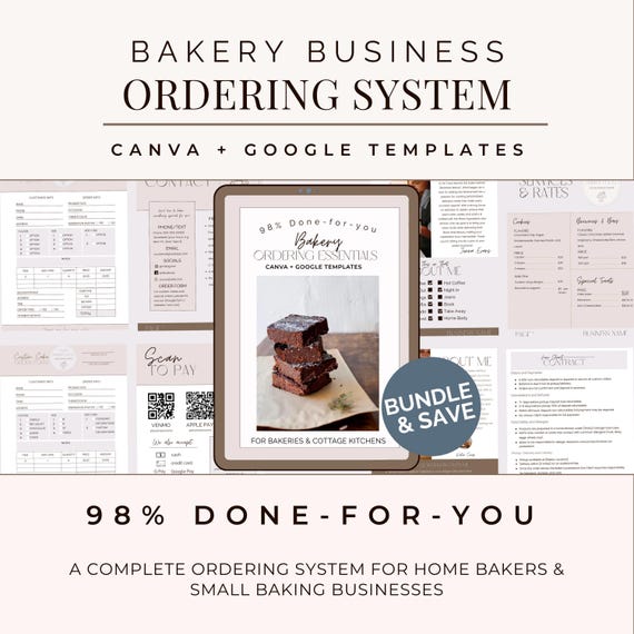 Bakery Ordering System, Order Form Contract Invoice Pricing Guide, Google Canva Home Baker, Cottage Food
