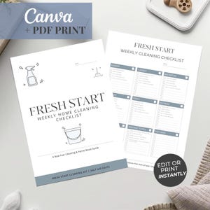 Printable Cleaning Checklist Bundle, Weekly Home Cleaning Schedule Deep Clean Hosting Checklist, Canva Template