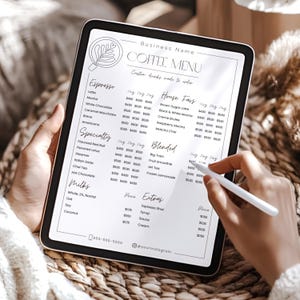 Modèle de carte de café, Bon de commande de boissons pour stand de café, Liste de prix des bars à expresso, Tableau de menus pour chariot de café, Flyer de boissons de café sur toile