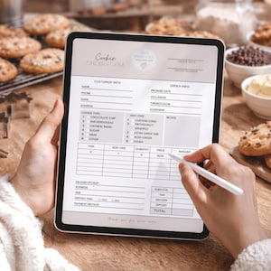 Plantilla de formulario de pedido de galletas, hoja personalizada para panadero de galletas, editable en Canva, negocio de panadería casera Cottage Bakery