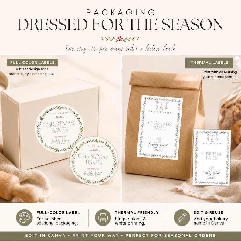 Christmas Bakery Bundle, Editable Holiday Menu Template, Packaging ...