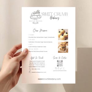 Minimal Bakery Menu Flyer, Simple Microbakery Clipart Template, Editable Cottage Kitchen Marketing Sheet, Neutral Farmers Market Sign Poster