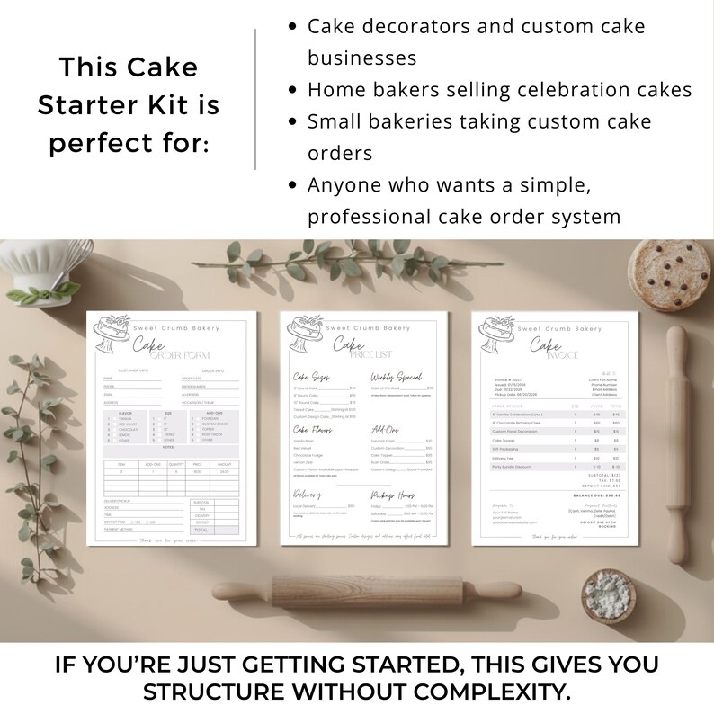 Cake Order Form Bundle, Printable Bakery Business Kit, Price List ...