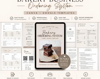 Bakery ORDERING SYSTEM, Order Form Contract Invoice Pricing Guide BUNDLE, Online Google Canva Home Baker, Cottage Food (Digital Download)