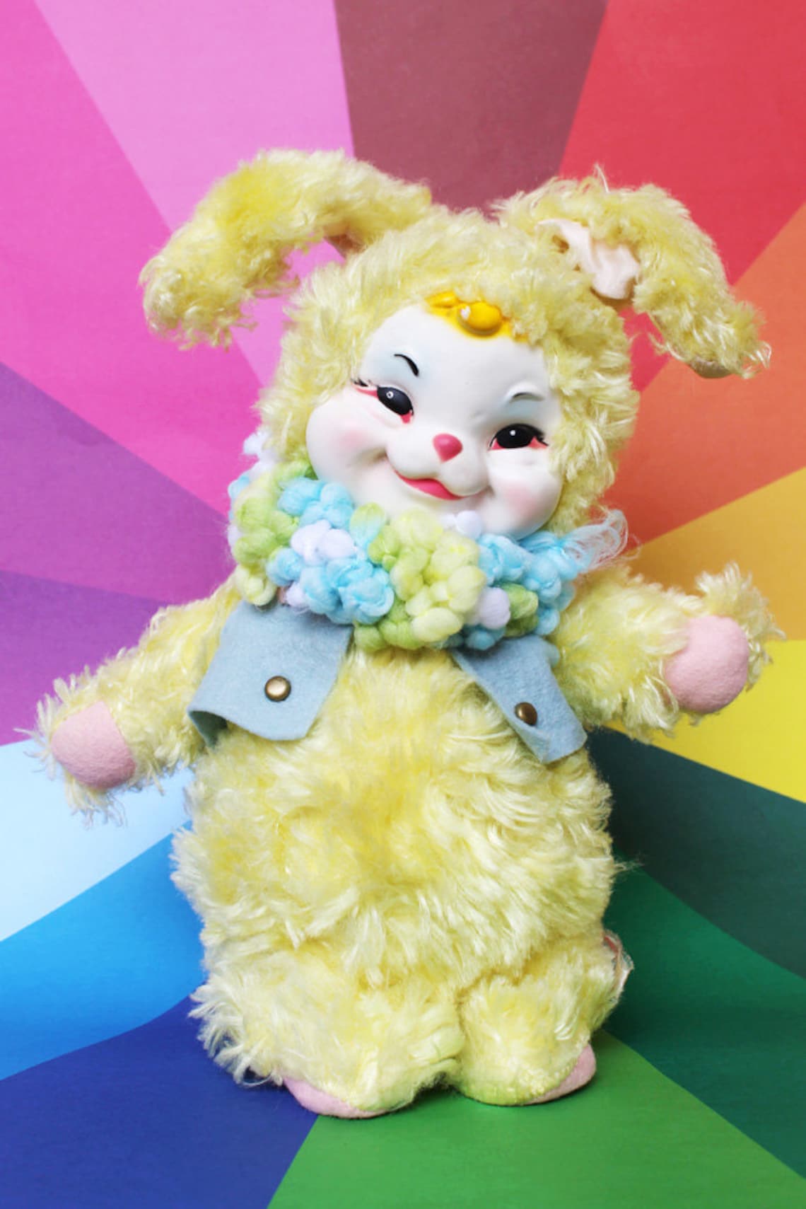 Vintage Rushton Company Yellow Rabbit/Bunny stuffed toy Etsy