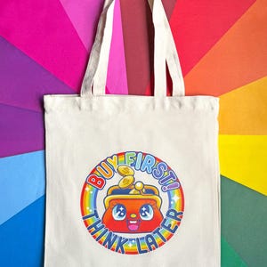 Kaufen Sie zuerst denken später Baumwolltasche