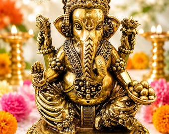 Statue de Ganesh en laiton, idole du Seigneur Ganesh pour la décoration intérieure, cadeau Murti du dieu éléphant hindou