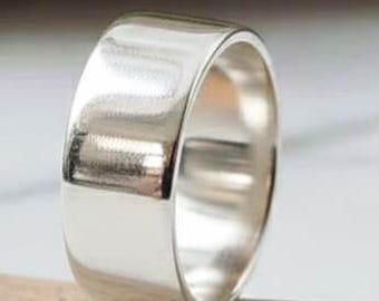 Sterling Silver Band Ring: Handmade Extra Wide Rustic Fidget Thumb Ring, Knot Bands