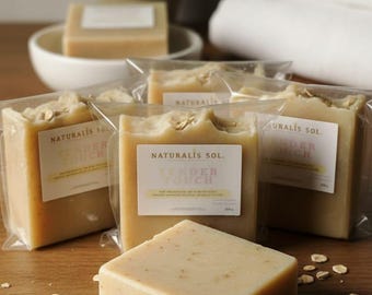 Jabón suave para bebés con leche de avena y miel / Barra natural sin perfume para pieles delicadas