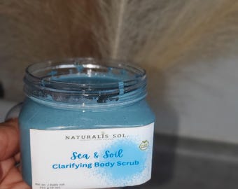 Exfoliante corporal de sal y azul serbio, exfoliante clarificante (226 ml)