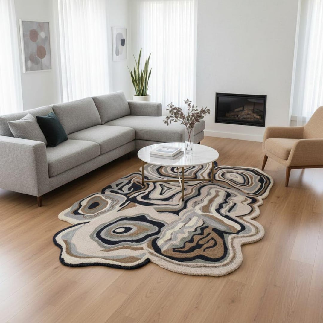 Fun Patterned Area Rugs Unique Abstract Geode Rug | Modern Irregular Shape Living Room ...