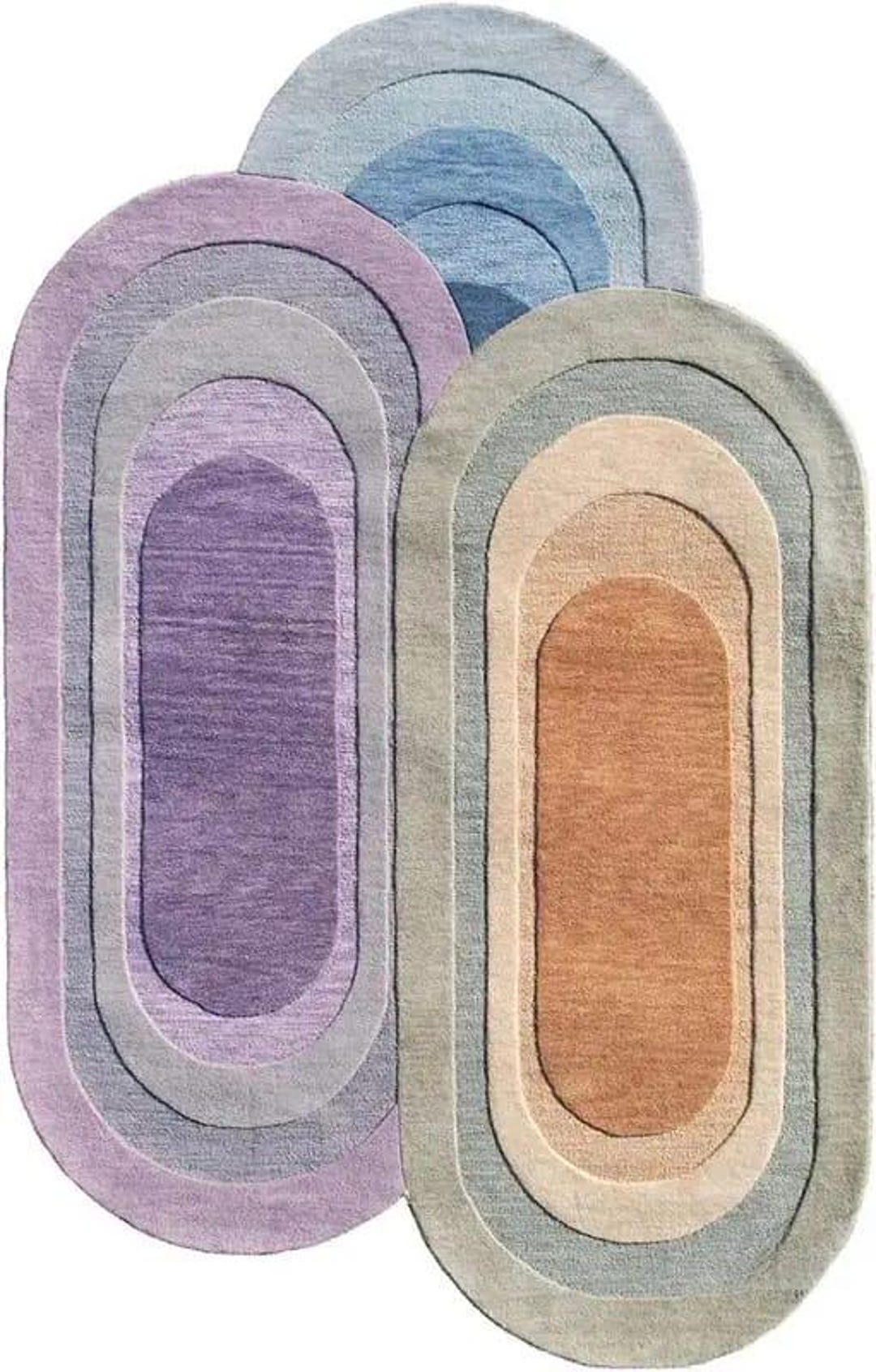Hand Tufted Loop Cut Capsule Rug - Custom Color Layered Abstract Area ...
