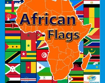 54 Country Flags of  Africa Continent 300 dpi Resolution PNG format (Instant Download)