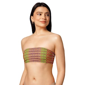 YAYA Print Bandeau Bikini Top