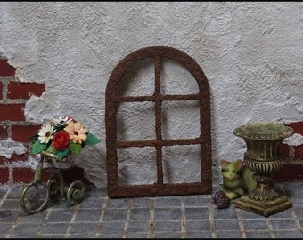 Fenêtre rouillée miniature, fenêtre décorative de maison de poupée 12ème échelle