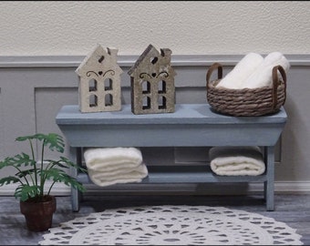 1:12 Miniatur Haus aus Holz, Shabby Chic Dekoration für die Puppenstube