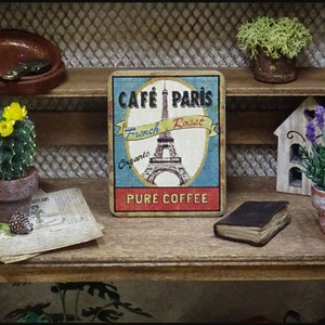 Dollhouse miniature sign, 1:12 scale wooden miniature picture, advertising sign, dollhouse home decor
