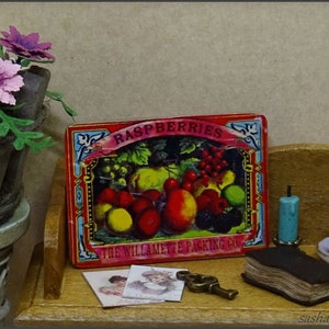 Dollhouse miniature wooden sign, 1:12 scale miniature dollhouse picture, advertising sign, dollhouse home decor