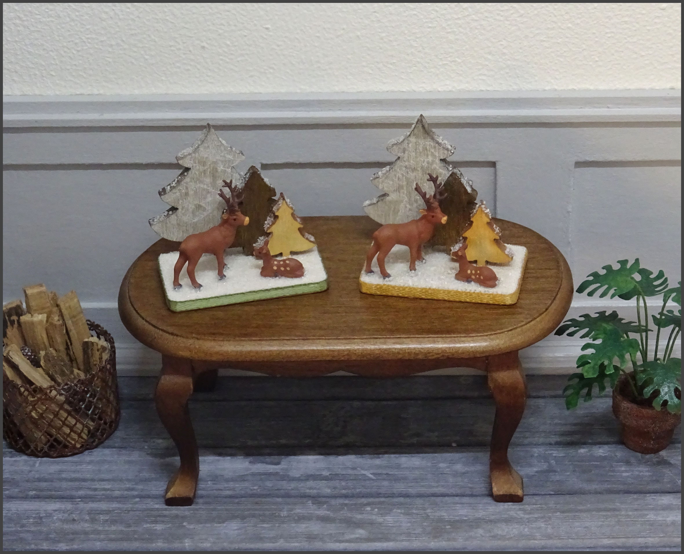 12th échelle nouveau Boîte de vert Décorations de Noël Maison de poupées miniatures 