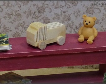 Dollhouse Miniature Toy Truck Unpainted DIY 12th Scale Miniature Wooden Truck Ready To Be Painted Dollhouse Toy